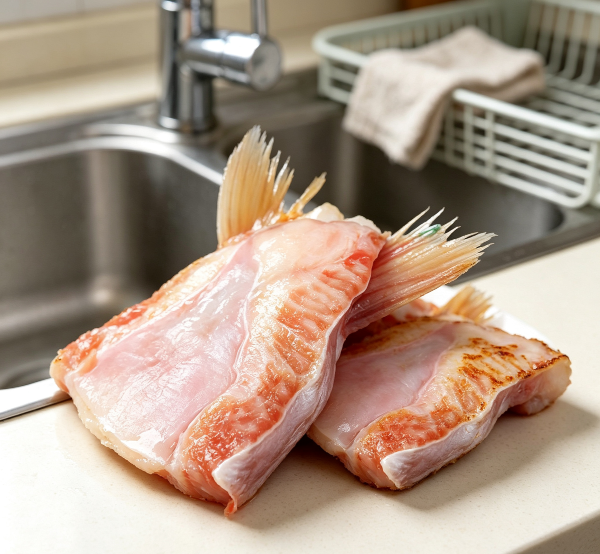 Pre-cut red snapper fillets ready for cooking or sashimi