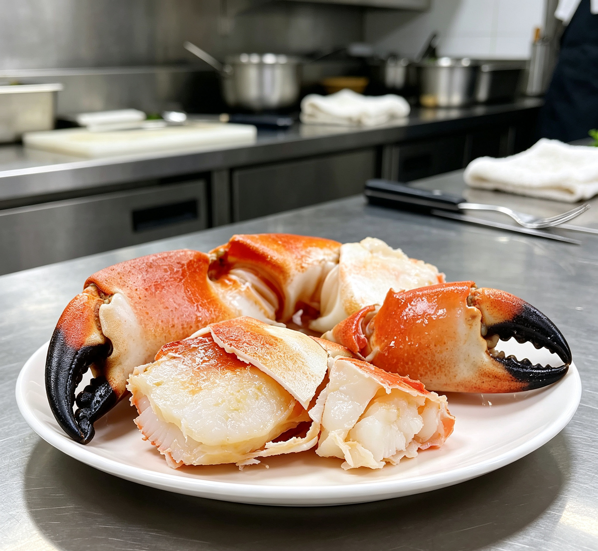 Cooked stone crab claws ready to steam, chill or grill