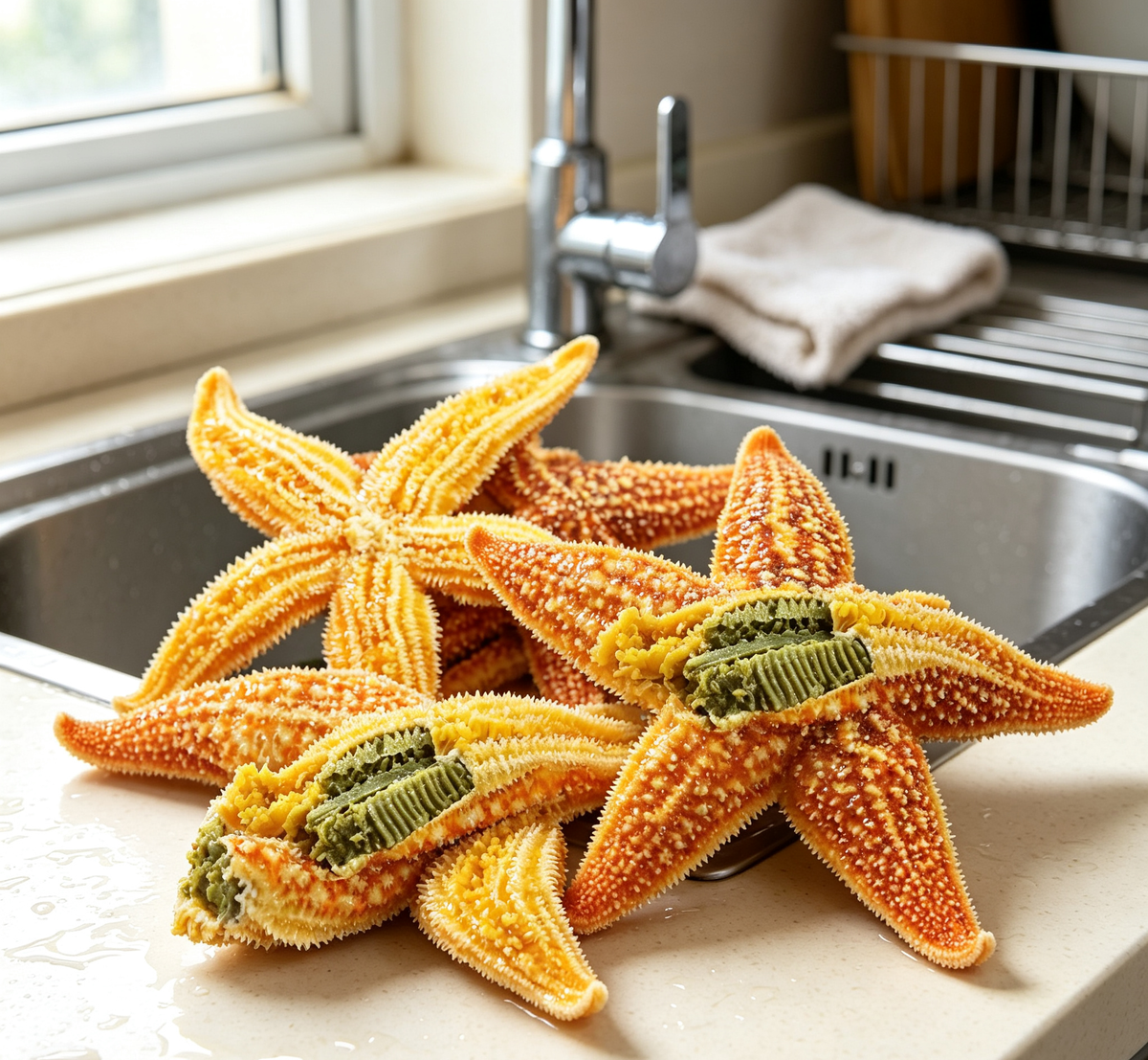 Star-shaped crispy snacks ready to eat