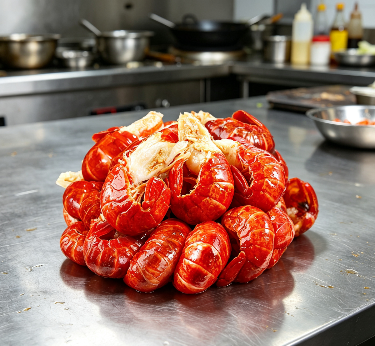 Crawfish tails packed with tender meat for pasta and rice dishes
